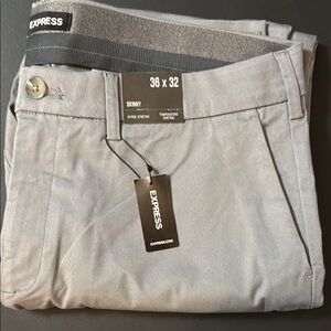 Express Men's Skinny Fit Pants - Gray